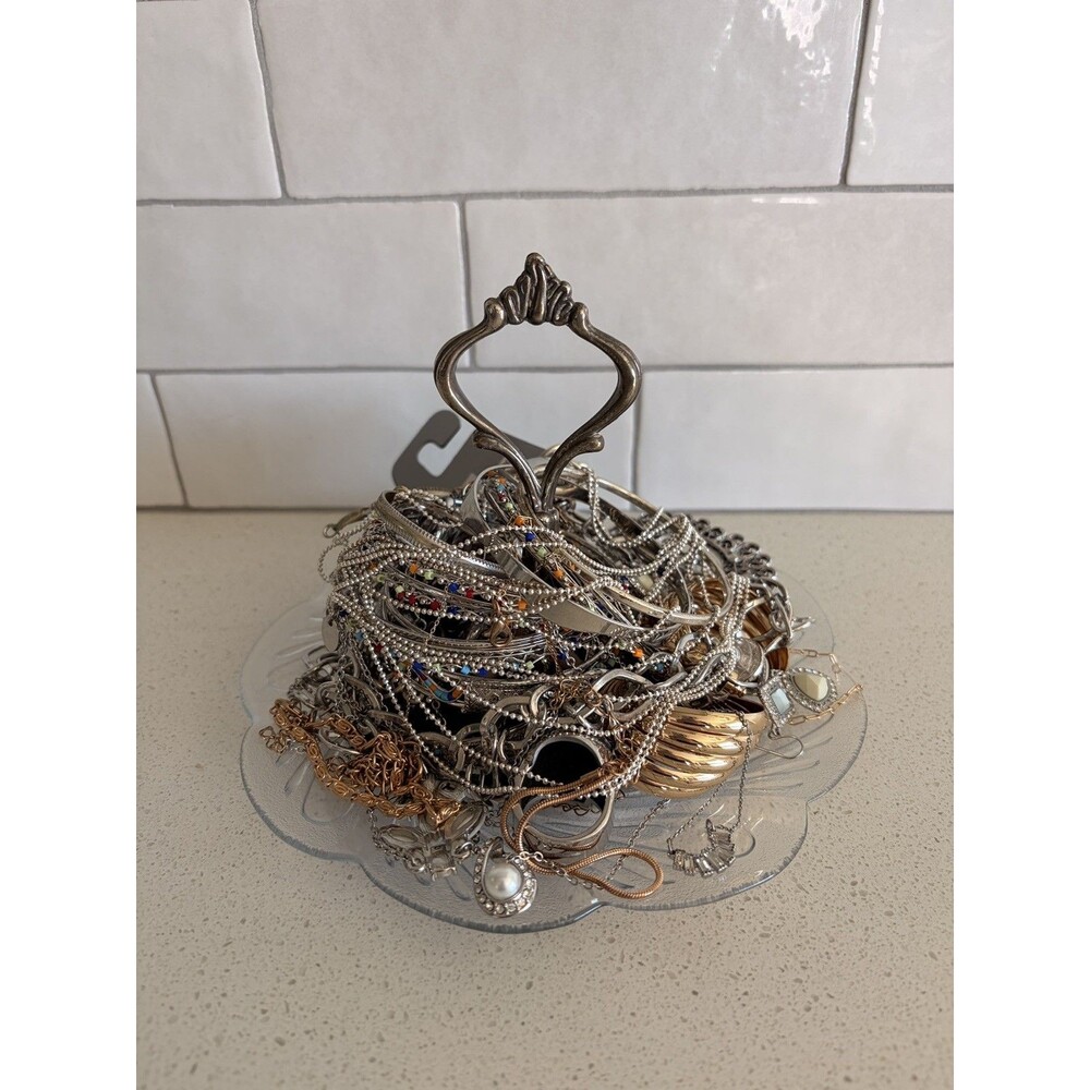 Vtg Mystery Jewelry Jar VTG Vase Mixed Metal Gold & Silver Tone